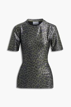推荐Metallic leopard-print jersey T-shirt商品