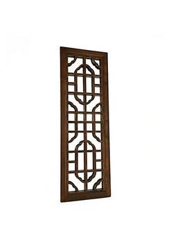 Duna Range | Mirror with Cut Out Geometric Motifs and Wooden Frame, Brown,商家Belk,价格¥1194