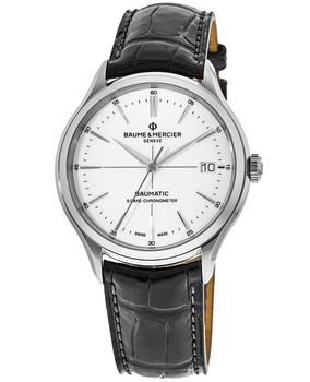 推荐Baume & Mercier Clifton Automatic White Dial Leather Dial Men's Watch 10518商品