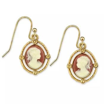 2028 | Gold-Tone Simulated Dark Orange Cameo Oval Drop Earrings,商家Macy's,价格¥196