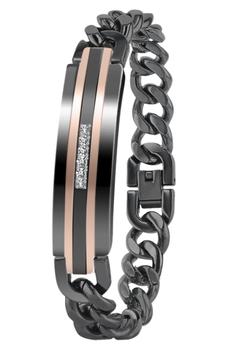 商品Two-Tone Stainless Steel Diamond Chain Bracelet - 0.10 ctw图片