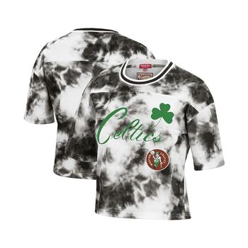 Mitchell and Ness | Women's Black, White Boston Celtics Hardwood Classics Tie-Dye Cropped T-shirt商品图片,