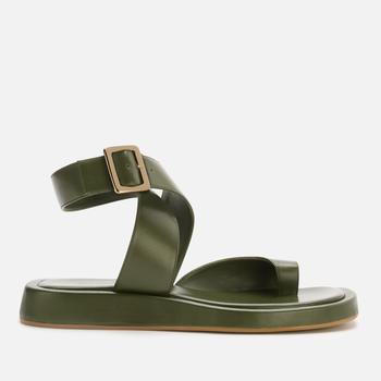 推荐Gia Couture X RHW Women's Rosie 4 Leather Flat Sandals - Moss Green商品