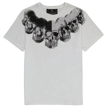 推荐Men's White Cotton Jersey Crystal Skull Platinum Cut T-shirt商品