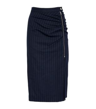 推荐Pinstripe Ruched Midi Skirt商品