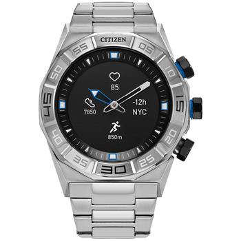 Citizen | Men's CZ Smart Hybrid HR Silver-Tone Stainless Steel Bracelet Smart Watch 44mm商品图片,