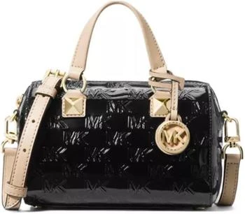 Michael Kors | Michael Michael Kors Women's Grayson Black Patent Leather Small Duffle Crossbody Handbag 9.4折