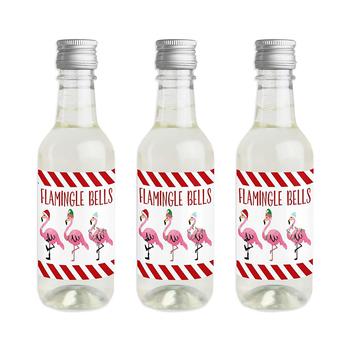 商品Big Dot of Happiness | Flamingle Bells Mini Wine Bottle Label Stickers Christmas Party Favor Gift 16 Ct,商家Macy's,价格¥93图片