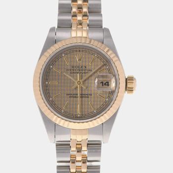 推荐Rolex Champagne 18k Yellow Gold And Stainless Steel Datejust 69173 Automatic Women's Wristwatch 26 mm商品