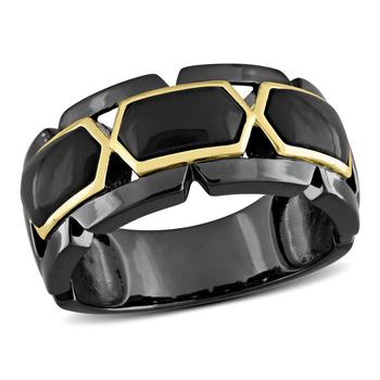 商品Amour | 2 3/8 CT TGW Black Onyx Fashion Ring Yellow Silver Black Rhodium Plated,商家Jomashop,价格¥591图片