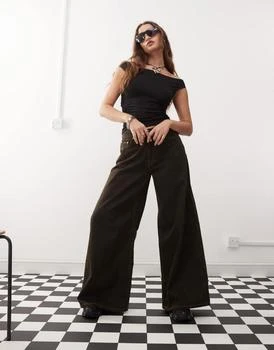 Weekday | Weekday Telescope mid waist extreme baggy jeans in brown,商家ASOS,价格¥556