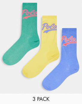 推荐Polo Ralph Lauren 3 pack retro logo socks in multi商品