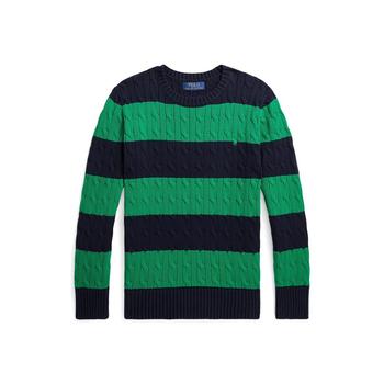商品Ralph Lauren | Big Boys Striped Cable-Knit Cotton Sweater,商家Macy's,价格¥534图片
