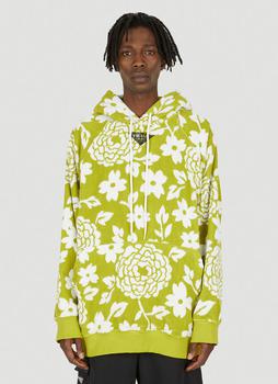 Prada | Floral Fleece Hooded Sweatshirt in Green商品图片,
