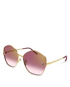 推荐Panthere Light 24K Gold Plated Geometric Sunglasses, 63mm商品