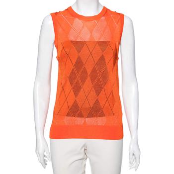 推荐Burberry Orange Perforated Knit Tank Top M商品