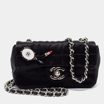 [二手商品] Chanel | Chanel Black Quilted Satin Square Charms Flap Bag商品图片,8.7折, 满1件减$100, 满减