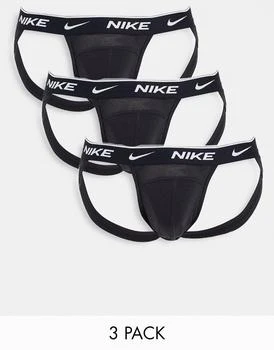 NIKE | Nike 3 pack cotton stretch jock straps in black 7.5折, 独家减免邮费