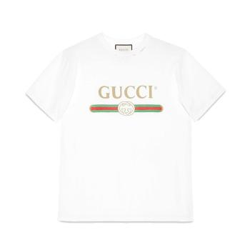 推荐【预售3-7天】GUCCI/古驰  经典款女士oversize大码白色GUCCI徽标印花字母短袖T恤商品