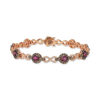 商品Chocolatier® Raspberry Rhodolite (3-1/6 ct. t.w.) & Diamond (2-3/8 ct. t.w.) Halo Infinity Link Bracelet in 14k Rose Gold图片