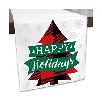 商品Holiday Plaid Trees - Buffalo Plaid Christmas Party Dining Tabletop Decor - Cloth Table Runner - 13 x 70 in图片