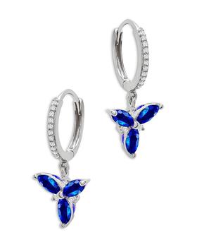 商品Blue Sapphire & Diamond Trio Drop Earrings in 14K White Gold - 100% Exclusive图片