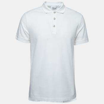 burberry短袖, [二手商品] Burberry | Burberry White Cotton Pique Short Sleeve Polo T-Shirt M商品图片 