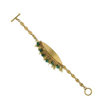 商品1928 | by 1928 Gold Tone Leaf Toggle Bracelet Accented with Semi-Precious Malachite Chips,商家Macy's,价格¥193图片