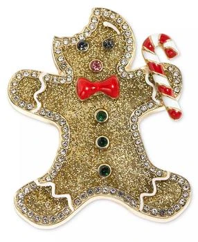 Holiday Lane | Gold-Tone Multicolor Pavé Gingerbread Pin, Created for Macy's,商家Macy's,价格¥75