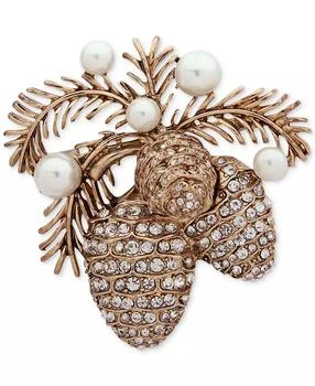 Anne Klein | Gold-Tone Pavé & Imitation Pearl Pine Cone Pin,商家Macy's,价格¥144