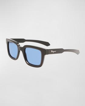 Salvatore Ferragamo | Men's Classic Logo Chunky Rectangle Sunglasses商品图片,