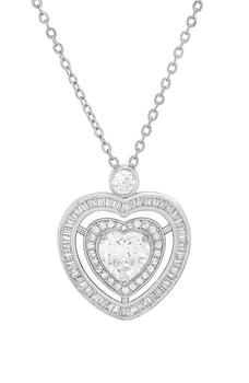商品18K White Gold Plated Crystal Heart Pendant Necklace图片