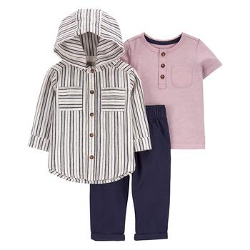 Carter's | Baby Boys Hooded Shirt Jacket and T-shirt with Pant Set, 3 Piece商品图片,4折