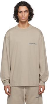 Essentials | SSENSE Exclusive Tan Logo Long Sleeve T-Shirt商品图片,