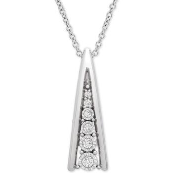 商品Diamond Graduated Pendant Necklace (1/10 ct. t.w.) in Sterling Silver图片