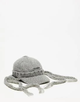 COLLUSION | COLLUSION Unisex knitted cap with tassels in grey 