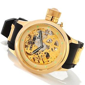手表男机械经典款, Invicta | Russian Diver Skeletonized Mechanical Yellow Gold-tone Mens Watch 1243商品图片 0.7折