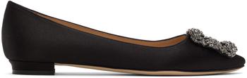 Manolo Blahnik长筒靴, Manolo Blahnik | Black Satin Hangisi Ballerina Flats商品图片 