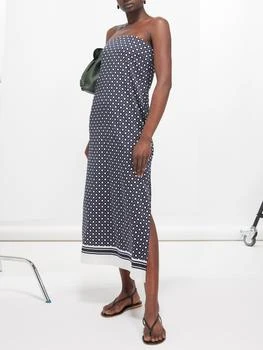 推荐Polka-dot strapless silk midi dress商品