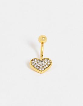 ASOS | ASOS DESIGN belly bar with crystal heart商品图片,5.9折