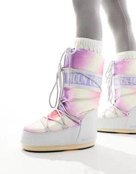 推荐Moon Boot high ankle snow boots in pastel tie dye商品