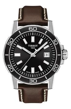 Tissot | Supersport Qua Leather Strap Watch, 44mm,商家Nordstrom Rack,价格¥1574