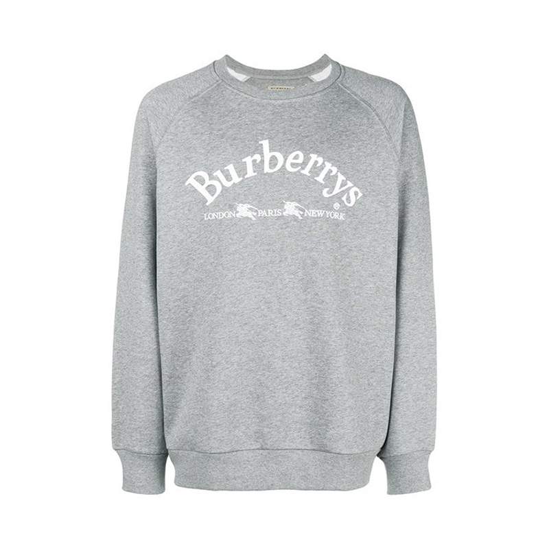 burberry卫衣, Burberry | Burberry 博柏利 男士浅灰色棉质混纺卫衣 8003017商品图片 独家减免邮费