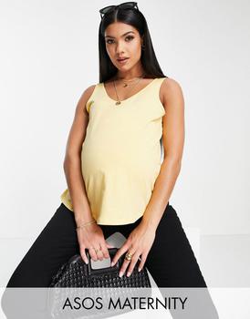 商品ASOS DESIGN Maternity ultimate cotton blend scoop neck vest in yellow - YELLOW,商家ASOS,价格¥34图片