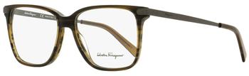 推荐Salvatore Ferragamo Men's Rectangular Eyeglasses SF2877 216 Striped Brown/Ruthenium 55mm商品