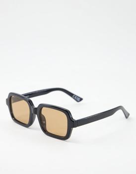 ASOS | ASOS DESIGN frame square sunglasses in black with brown lens - BLACK商品图片,6.1折