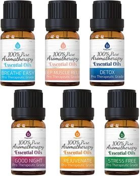 PURSONIC | 100% Pure Essential Aromatherapy Oils Blends Gift Set-6 Pack , 10ML(Breath Easy,Deep Muscle Relief,Detox,Good Night,Rejuvenate,Distress),商家Premium Outlets,价格¥138