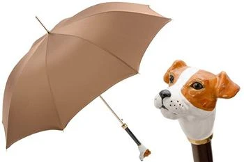 PASOTTI | Pasotti 葩莎帝 金棕色伞面 珐琅杰克犬手柄 男士直柄晴雨伞,商家Unineed,价格¥2472
