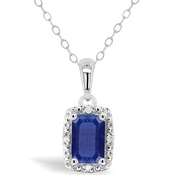 Macy's | Sapphire (5/8 ct. t.w.) and Diamond Accent Pendant Necklace in Sterling Silver (Also Available in Emerald),商家Macy's,价格¥915