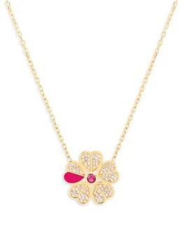 Gabi Rielle | Love Struck 14K Yellow Gold Vermeil & Cubic Zirconia Lucky Clover Pendant Necklace,商家Saks OFF 5TH,价格¥412